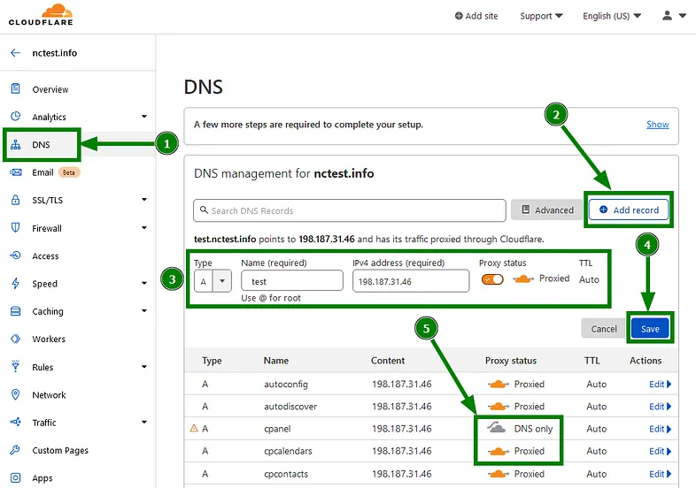 dns setup using cloudflare